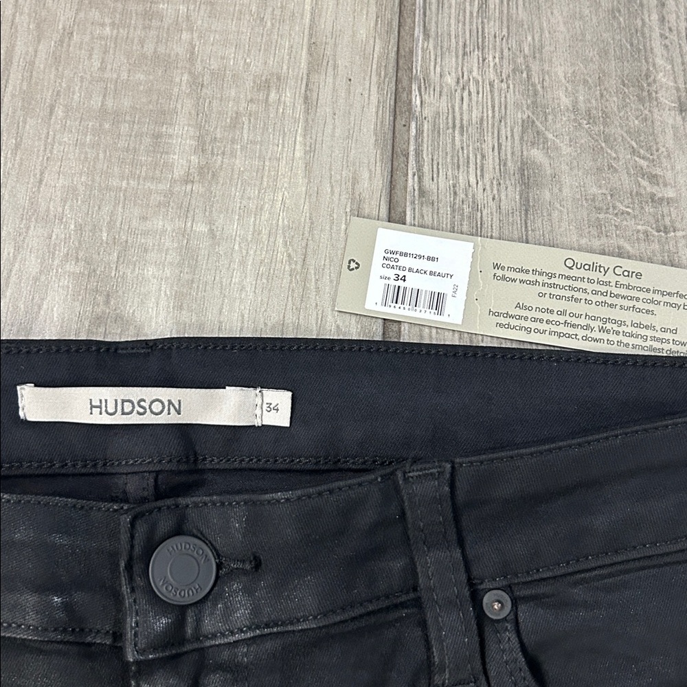 Hudson Jeans Womens Nico Mid-Rise White Straight Ankle Jean Coated Black Beauty - Picture 8 of 10